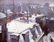 Gustave Caillebotte Snow-covered roofs in Paris oil painting artist